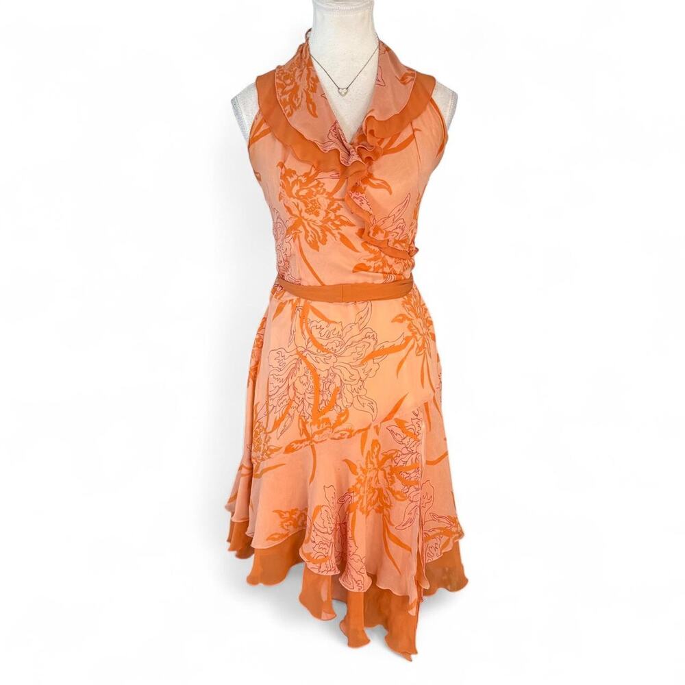 Y2K Fairy core vintage Bebe silk tiered gorgeous  halter baby doll belted dress